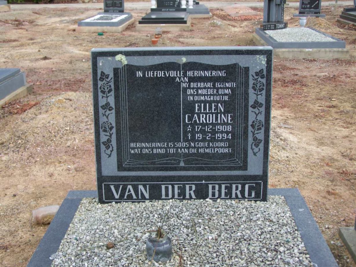 BERG Ellen Caroline, van der 1908-1994
