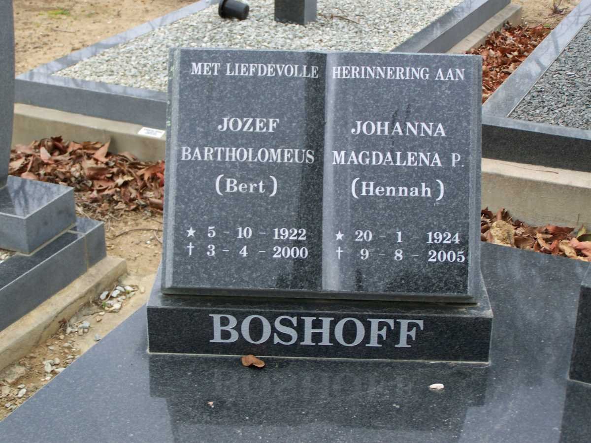 BOSHOFF Jozef Bartholomeus 1922-2000 &amp; Johanna Magdalena P. 1924-2005