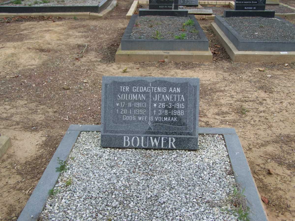 BOUWER Soloman 1903-1992 &amp; Jeanetta 1915-1988