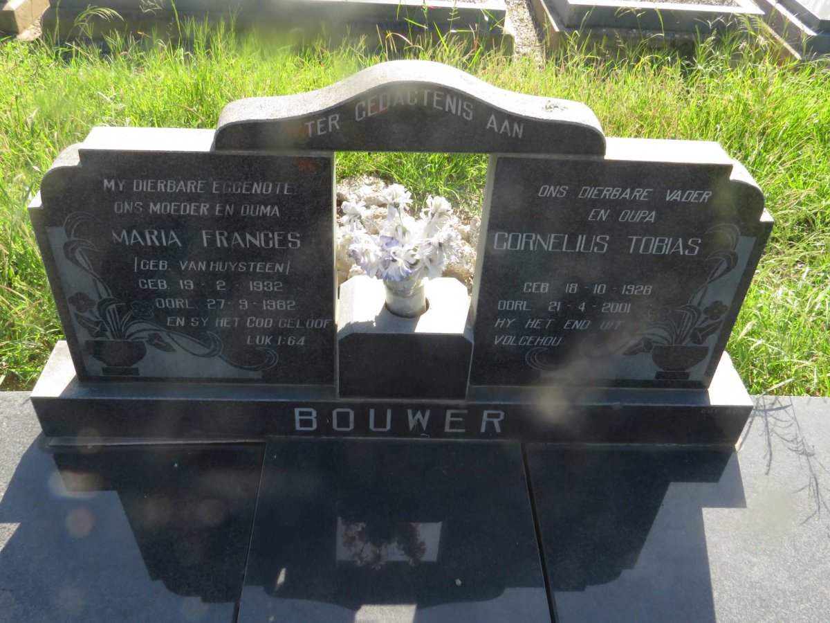 BOUWER Cornelius Tobias 1928-2001 & Maria Frances VAN HUYSTEEN 1932-1982