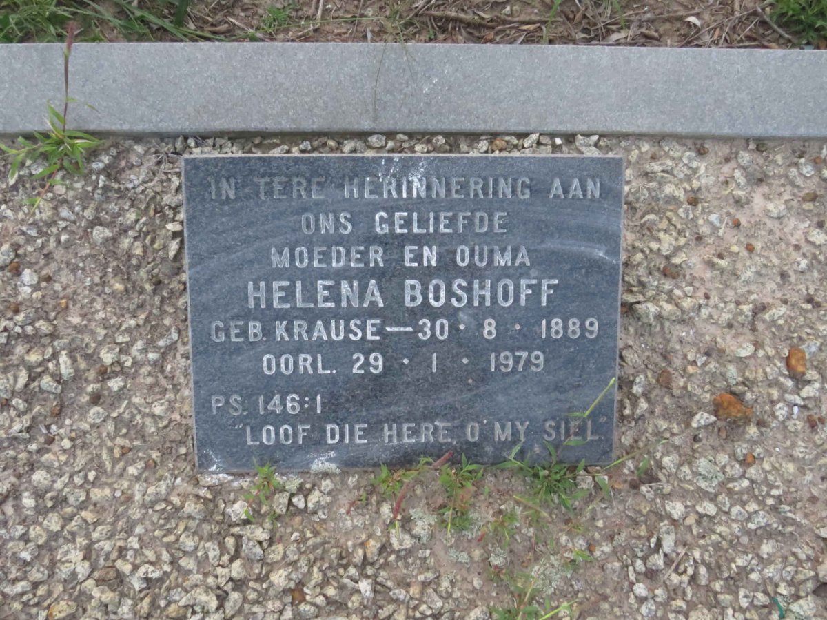BOSHOFF Helena nee KRAUSE 1889-1979