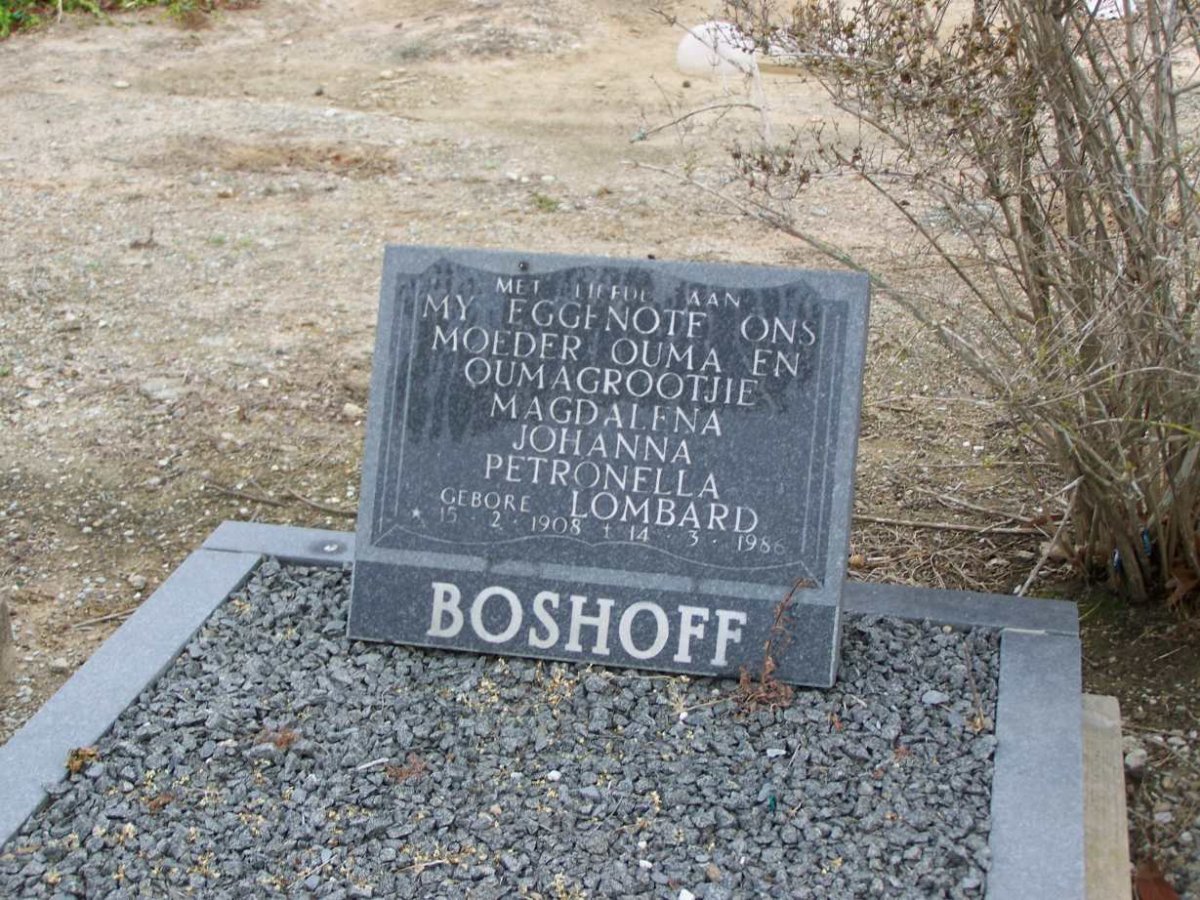 BOSHOFF Magdalena Johanna Petronella nee LOMBARD 1903-1986
