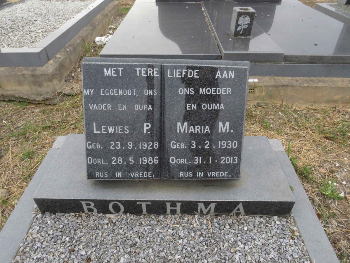 BOTHMA Lewies P. 1928-1986 &amp; Maria M. 1930-2013