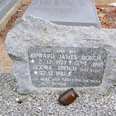 BOSCH Edward James  1923-1985 &amp; Cora KLUE 1922-