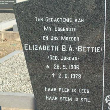 BOSHOFF Elizabeth B.A. nee JORDAAN 1906-1978