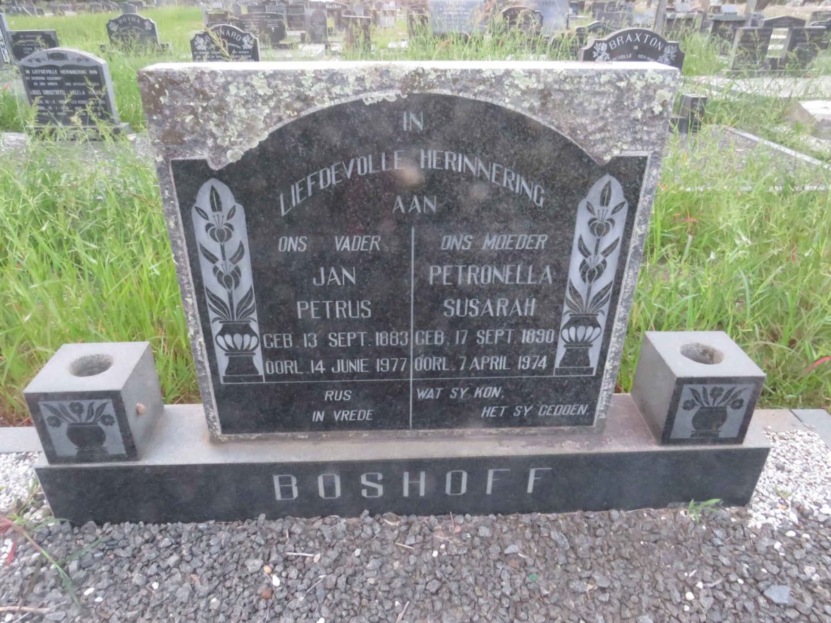 BOSHOFF Jan Petrus 1883-1977 & Petronella Susarah 1890-1974