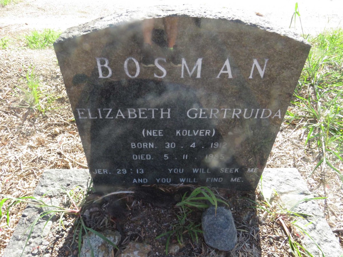 BOSMAN Elizabeth Gertruida nee KOLVER 1912-1985
