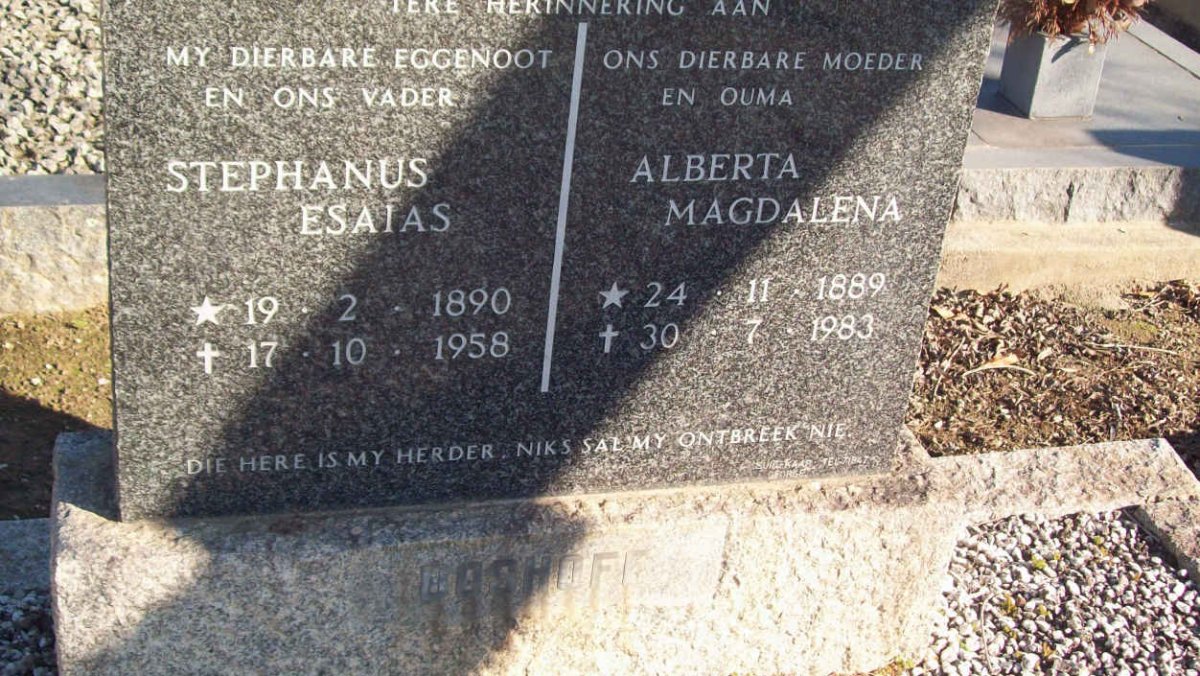 BOSHOFF Stephanus Esaias 1890-1958 &amp; Alberta Magdalena 1889-1983