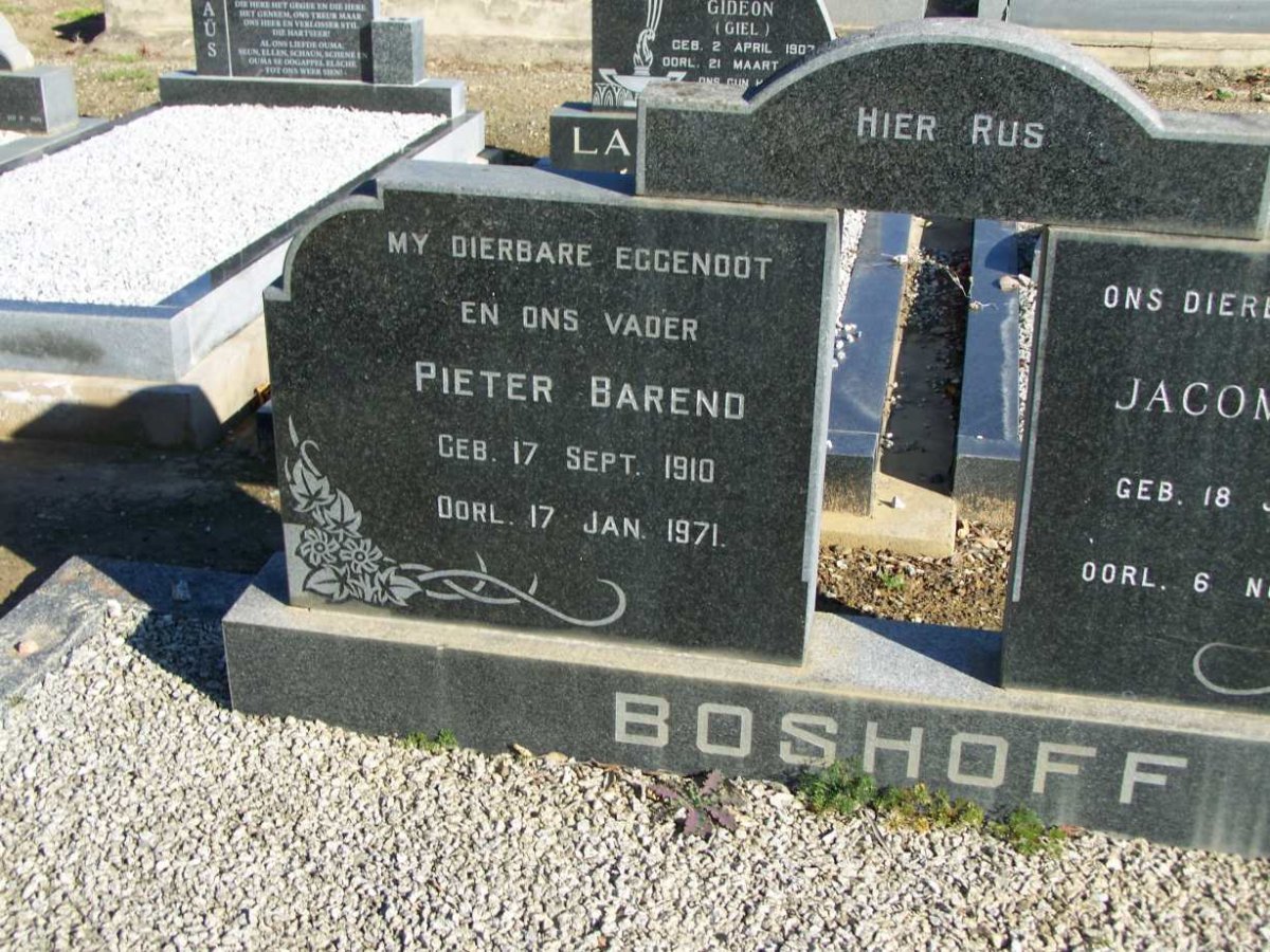 BOSHOFF Pieter Barend 1910-1971 &amp; Jacomina J. 1917-1974 _1