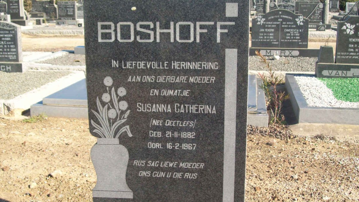 BOSHOFF Susanna Catharina nee DEETLEFS 1882-1967