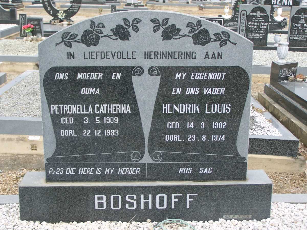 BOSHOFF Hendrik Louis 1902-1974 &amp; Petronella Catherina 1909-1993