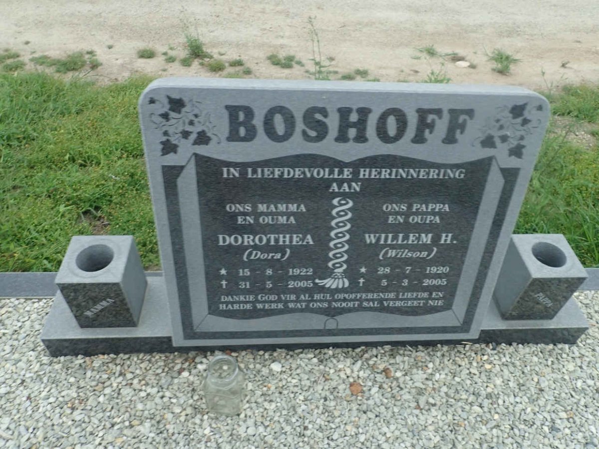 BOSHOFF Willem H. 1920-2005 & Dorothea 1922-2005