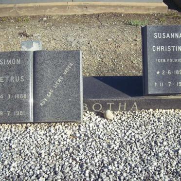 BOTHA Simon Petrus 1888-1981 &amp; Susanna Christina FOURIE 1896-1978