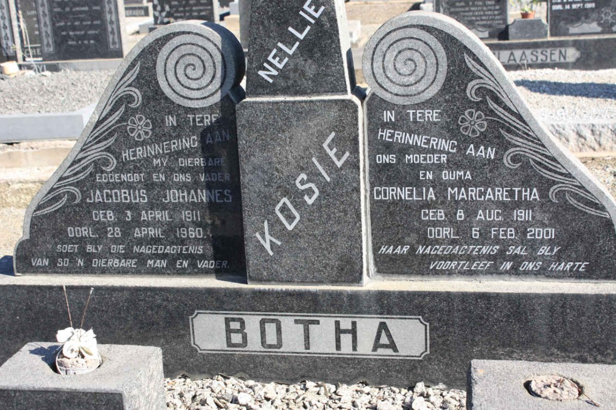 BOTHA Jacobus Johannes 1911-1960 &amp; Cornelia Margaretha 1911-2001
