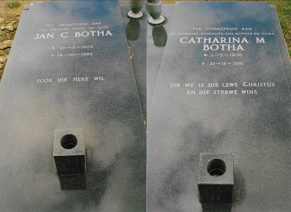 BOTHA Jan Christoffel 1905-1986 &amp; Catharina Maria DE SWARDT 1906-1981