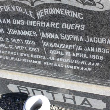 BOTHA Adam Johannes 1891-1967 &amp; Anna Sophia Jacoba BOSHOFF 1896-1968