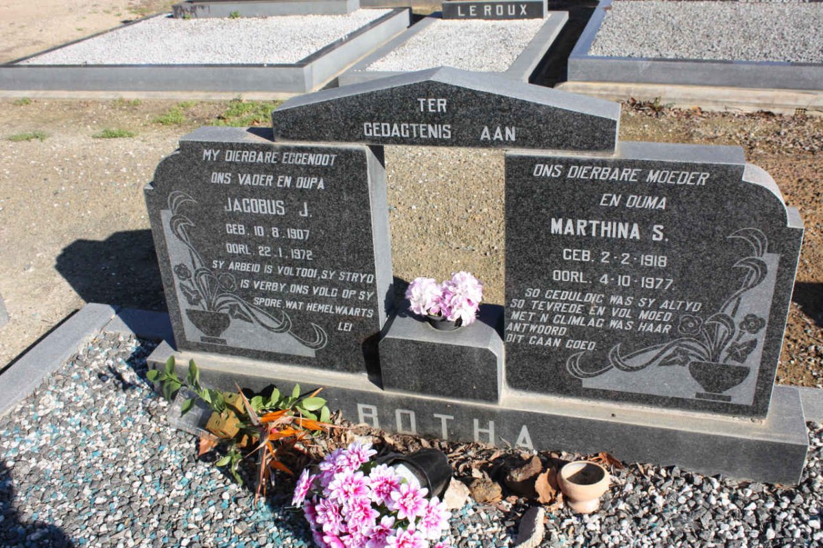 BOTHA Jacobus J. 1907-1972 &amp; Marthina S. 1918-1977