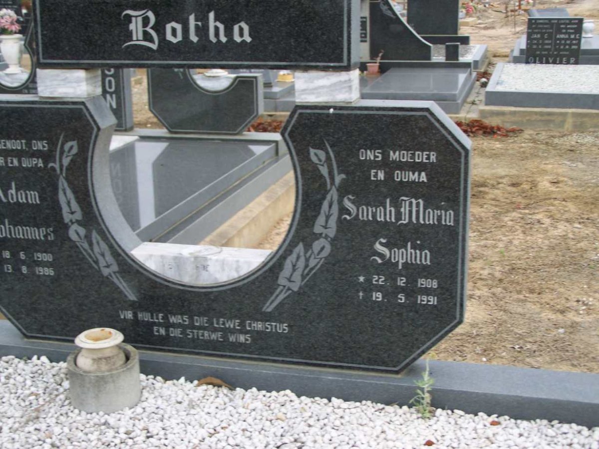 BOTHA Adam Johannes 1900-1986 &amp; Sarah Maria Sophia 1908-1991 _2