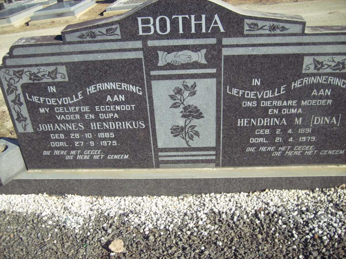 BOTHA Johannes Hendrikus 1885-1975 &amp; Hendrina M. 1891-1979