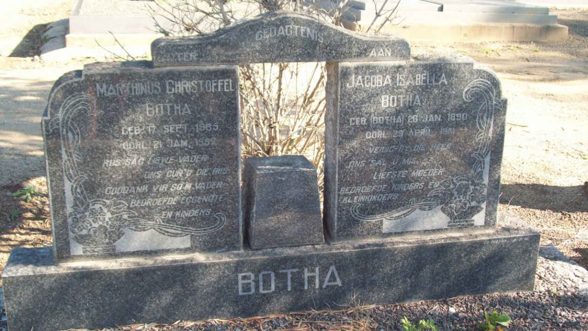 BOTHA Marthinus Christoffel 1885-1957 &amp; Jacoba Isabella BOTHA 1890-19?1