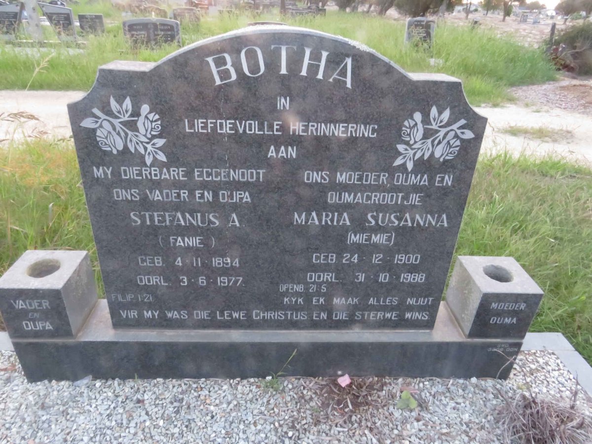 BOTHA Stefanus A. 1894-1977 & Maria Susanna 1900-1988