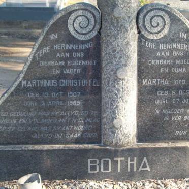 BOTHA Marthinus Christoffel 1907-1959 &amp; Martha ZEELIE 1909-1993