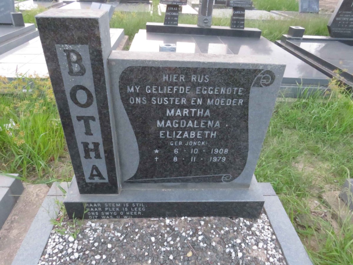 BOTHA Martha Magdalena Elizabeth 1908-1979