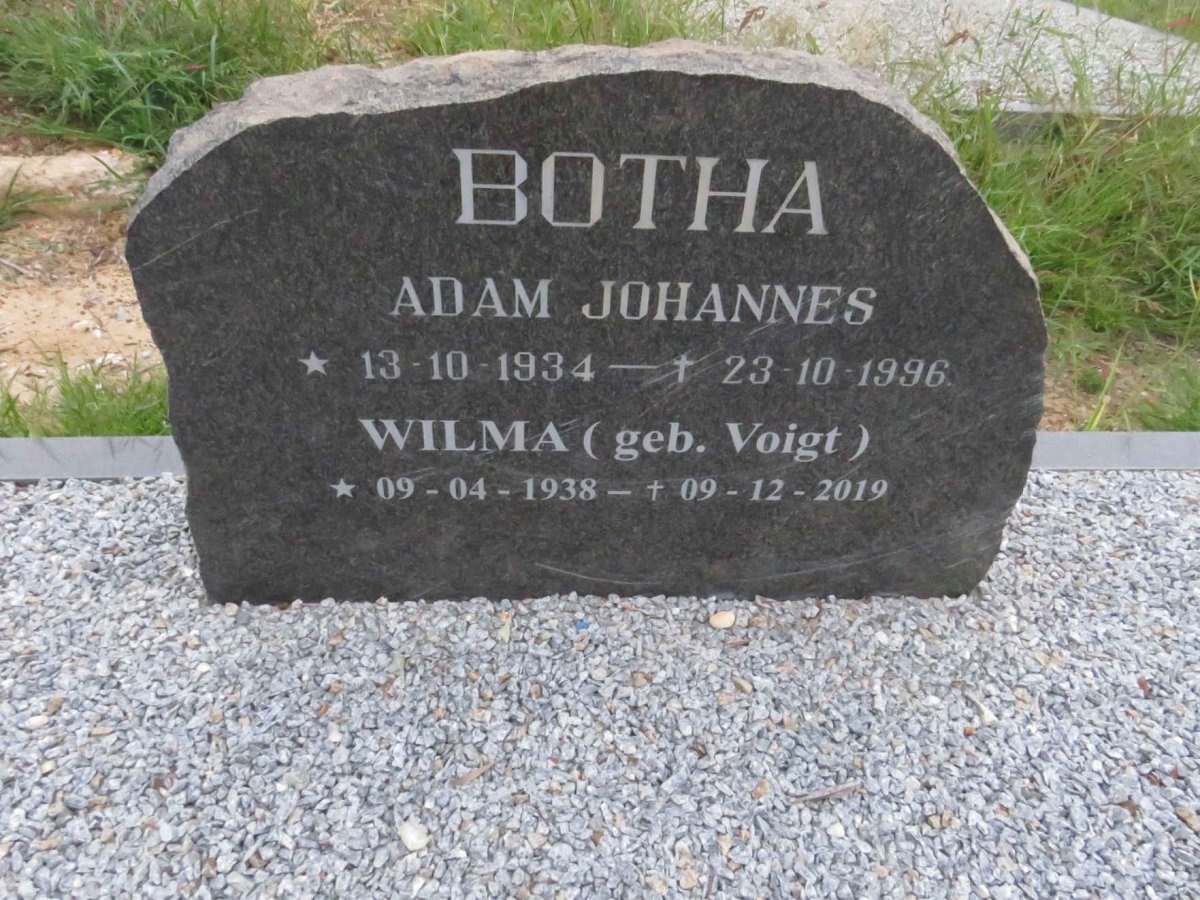 BOTHA Adam Johannes 1934-1996 &amp; Wilma VOIGT 1938-2019