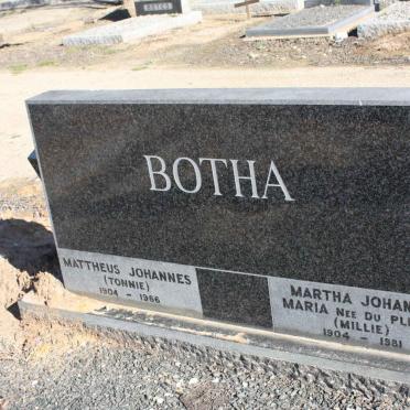 BOTHA Mattheus Johannes 1904-1966 &amp; Martha Johanna Maria DU PLESSIS 1904-1981