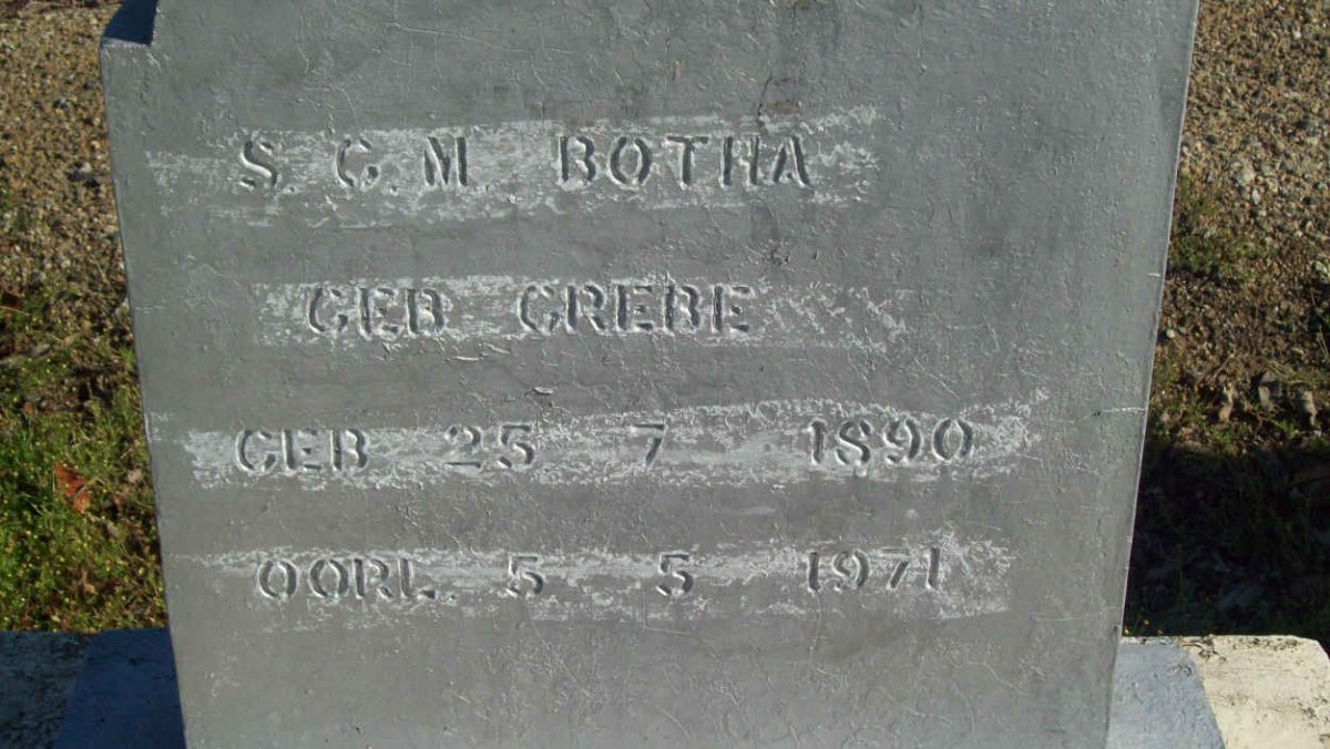 BOTHA S.C.M. nee GREBE 1890-1971
