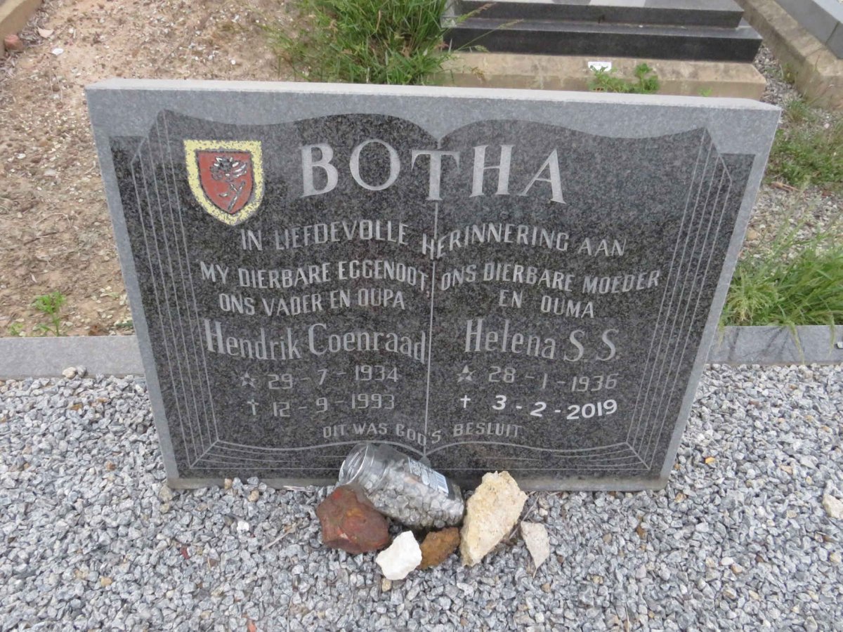 BOTHA Hendrik Coenraad 1934-1993 &amp; Helena S.S. 1936-2019