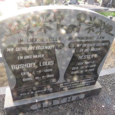 BOTHA Boshoff Louis 1926-1995 &amp; Hester E. NORTJE 1919-1969