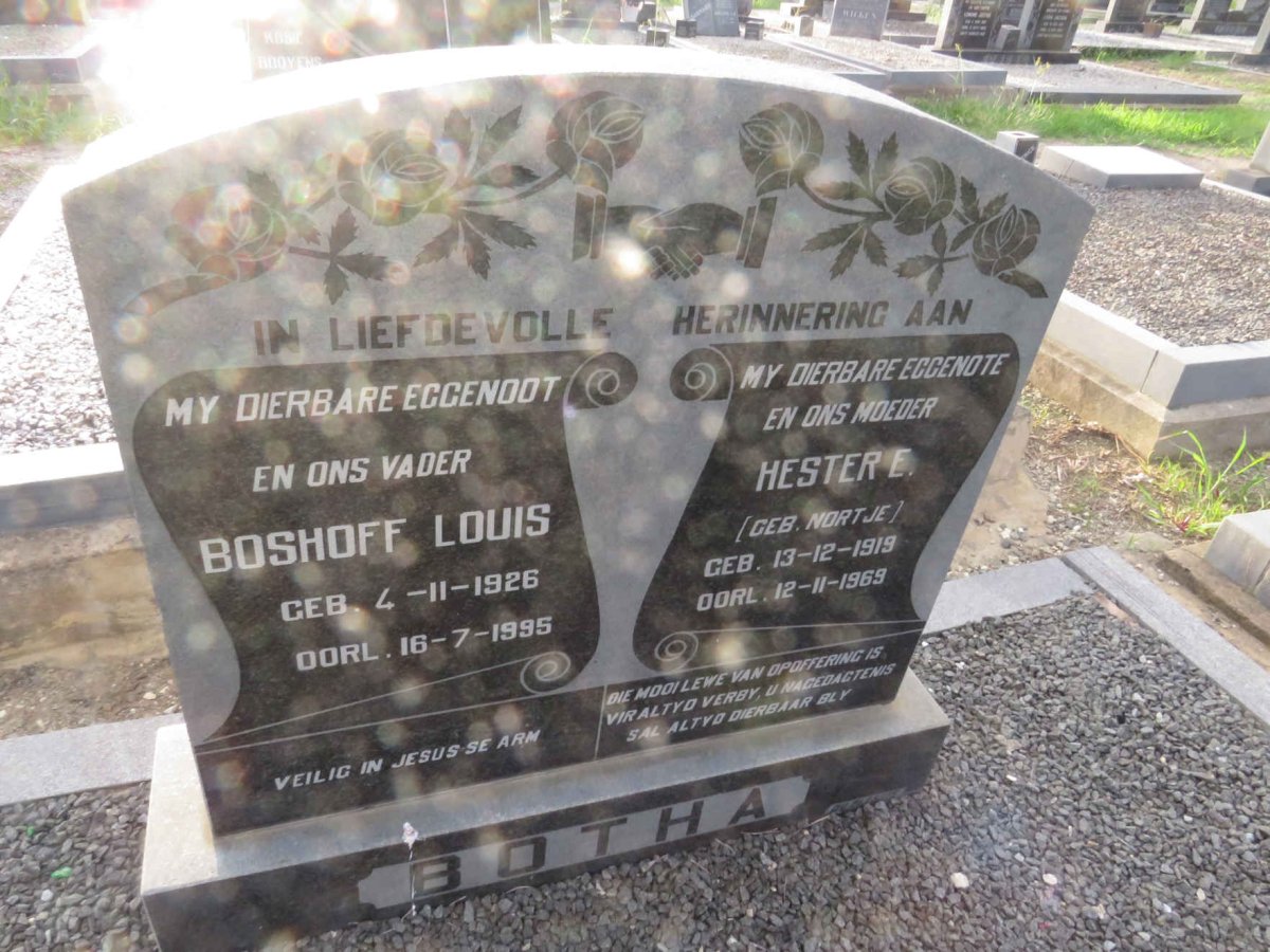 BOTHA Boshoff Louis 1926-1995 &amp; Hester E. NORTJE 1919-1969