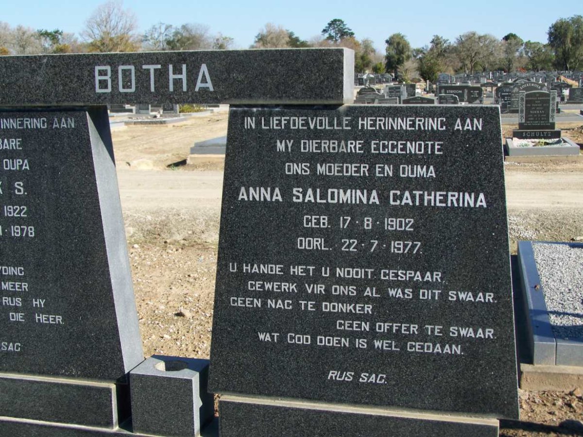 BOTHA Hendrik S. 1922-1978 &amp; Anna Salomina Catherina 1902-1977 _2