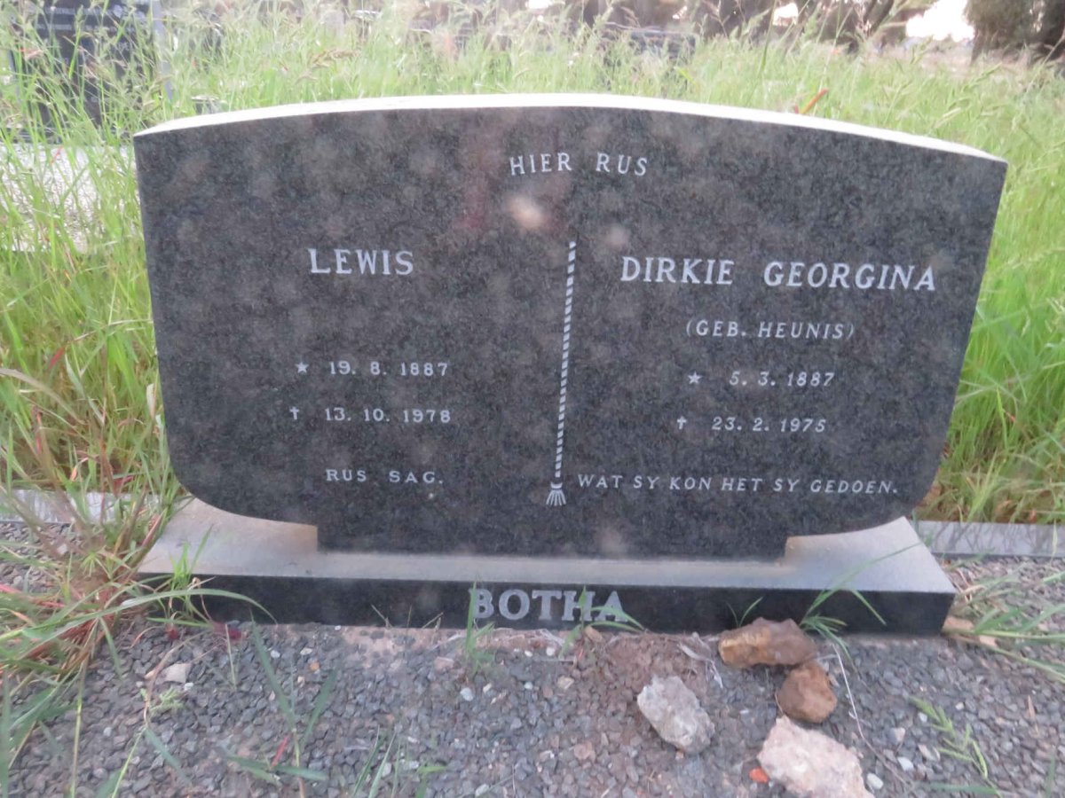 BOTHA Lewis 1887-1978 & Dirkie Georgina HEUNIS 1887-1975
