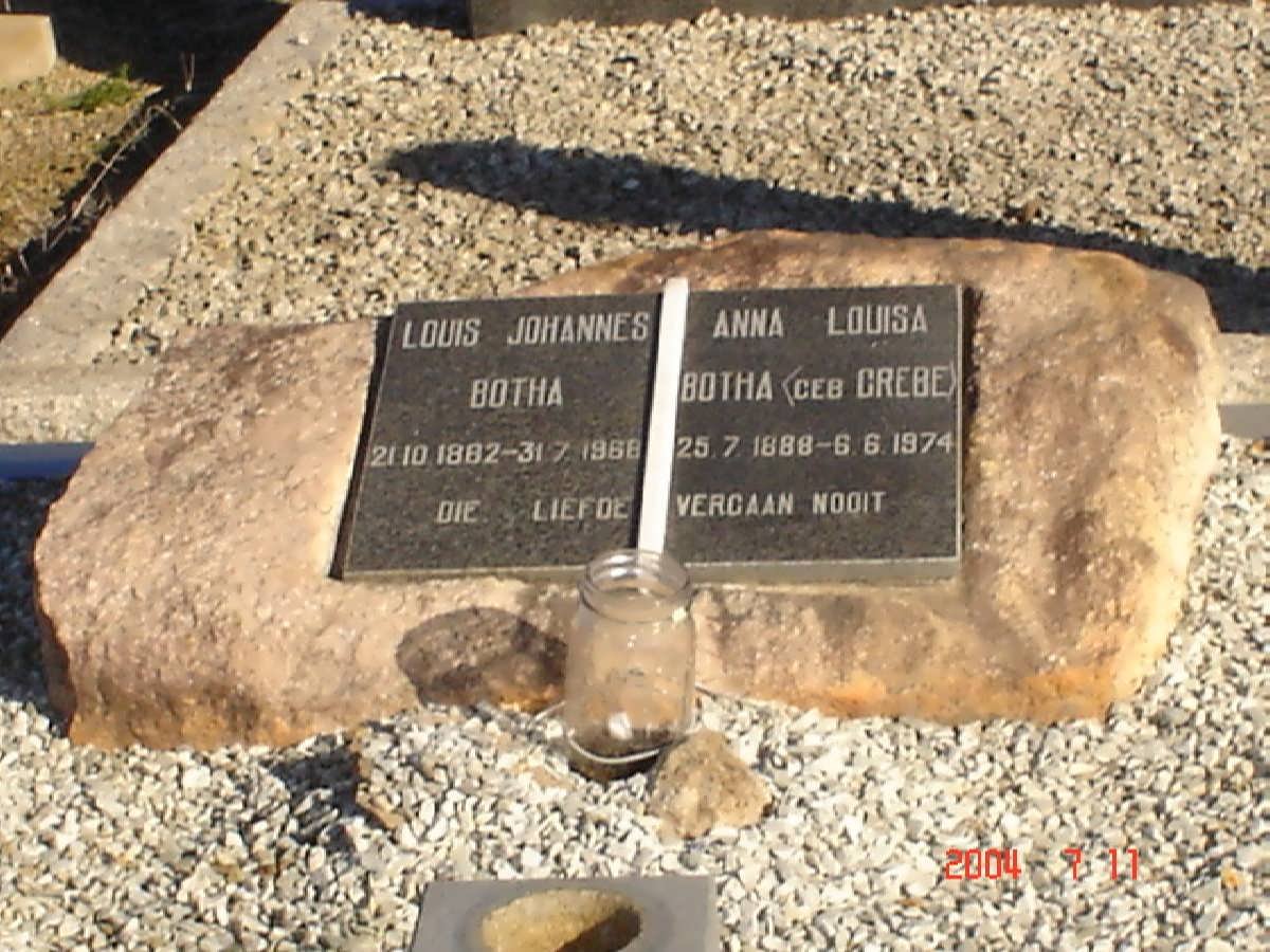 BOTHA Louis Johannes 1882-1968 &amp; Anna Louisa GREBE 1888-1974