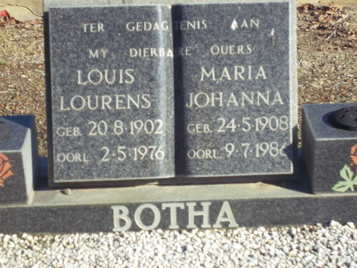 BOTHA Louis Lourens 1902-1976 & Maria Johanna 1908-1986 :: BOTHA Choppy :: BOTHA Hannie 1916-2009 _2