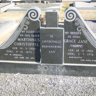 BOTHA Marthinus Christoffel 1920-1972 &amp; Grace Jane THORPE 1906-1976