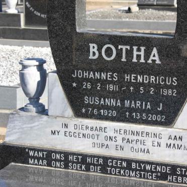 BOTHA Johannes Hendricus 1911-1982 &amp; Susanna Maria J. 1920-2002