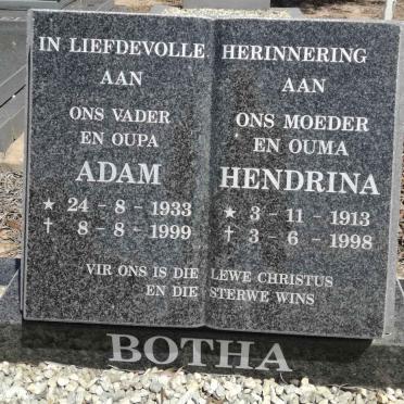 BOTHA Adam 1933-1999 &amp; Hendrina 1913-1998