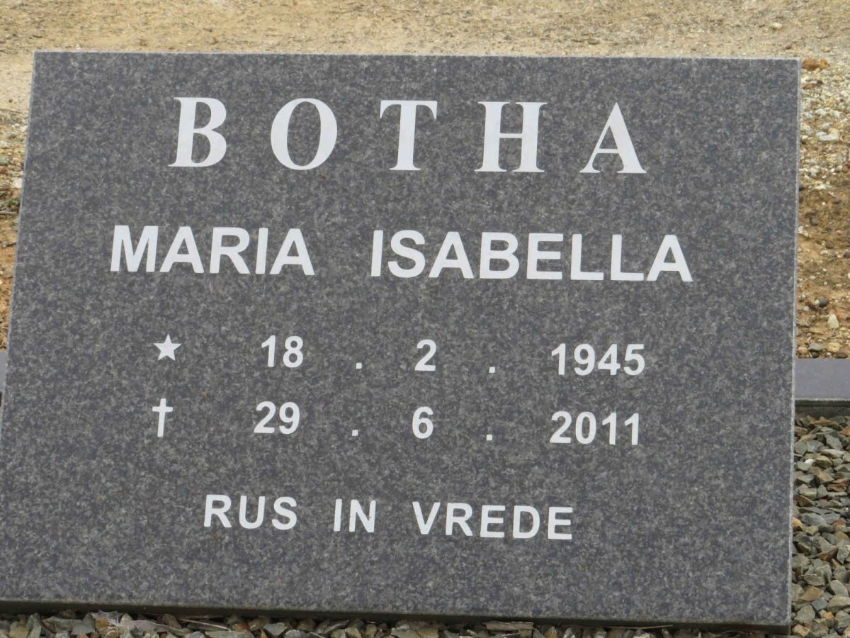 BOTHA Maria Isabella 1945-2011