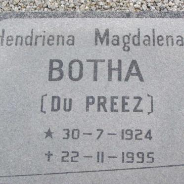 BOTHA Hendriena Magdalena nee DU PREEZ 1924-1995