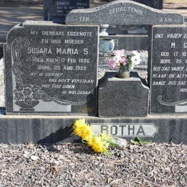 BOTHA M.C. 1888-1971 &amp; Susara Maria S. KOEN 1896-1959