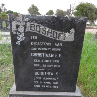BOSHOFF Christiaan E.E. 1931-1968 &amp; Dorothea K. BARNARD 1932-1968