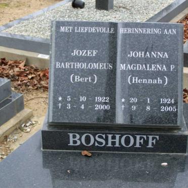 BOSHOFF Jozef Bartholomeus 1922-2000 &amp; Johanna Magdalena P. 1924-2005