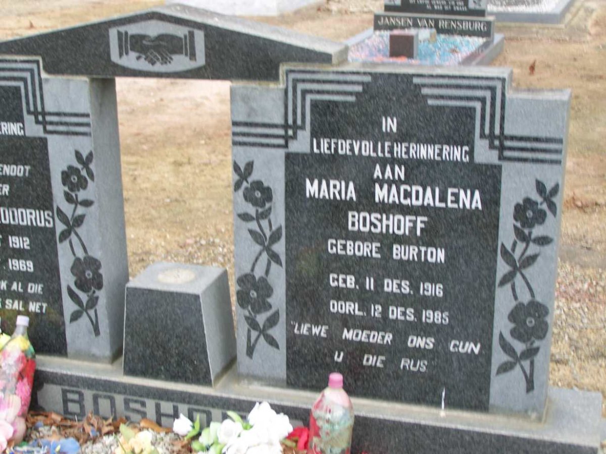 BOSHOFF Cornelius Theodorus 1912-1969 & Maria Magdalena BURTON 1916-1985 _2
