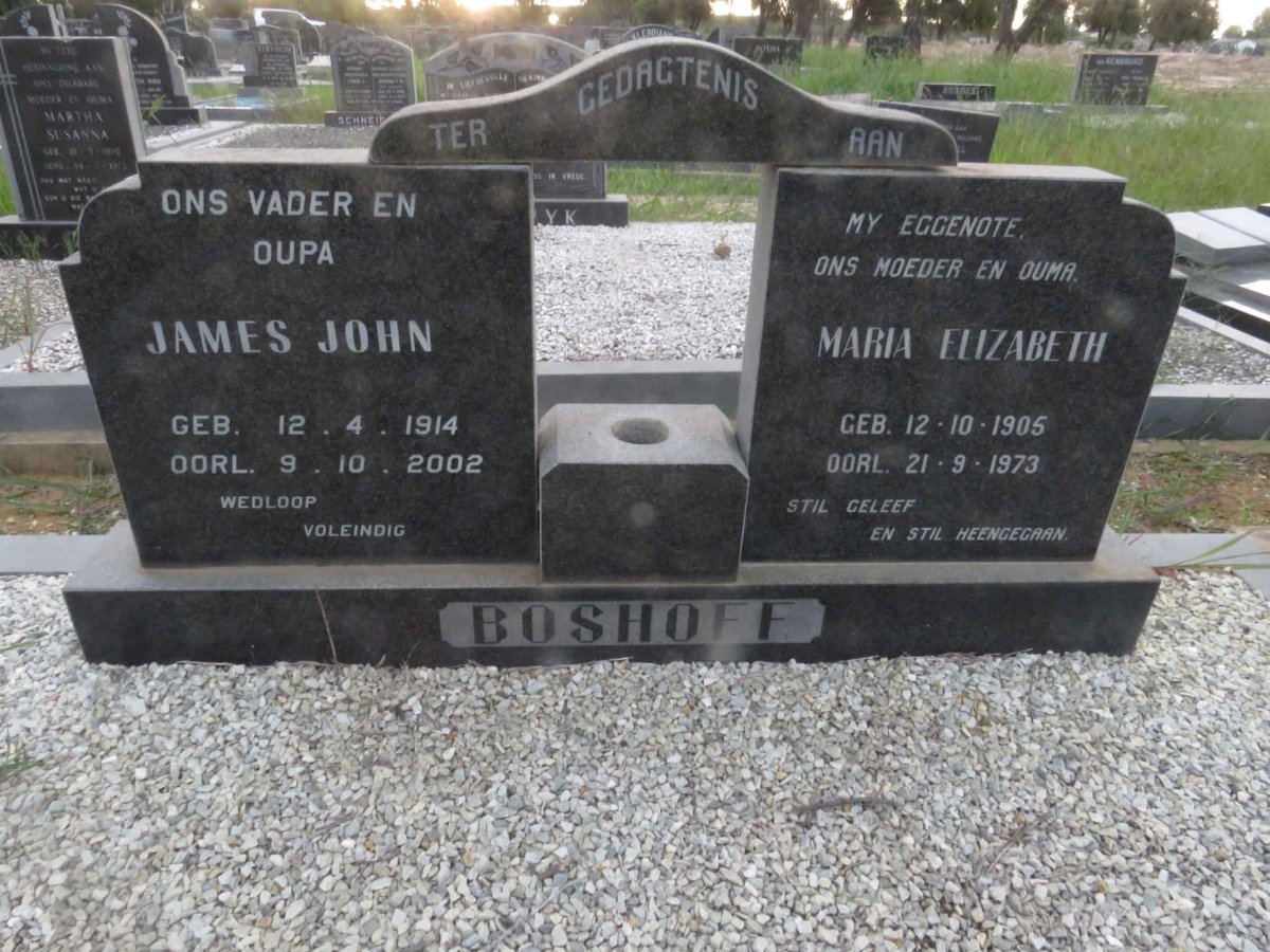 BOSHOFF James John 1914-2002 &amp; Maria Elizabeth 1905-1973