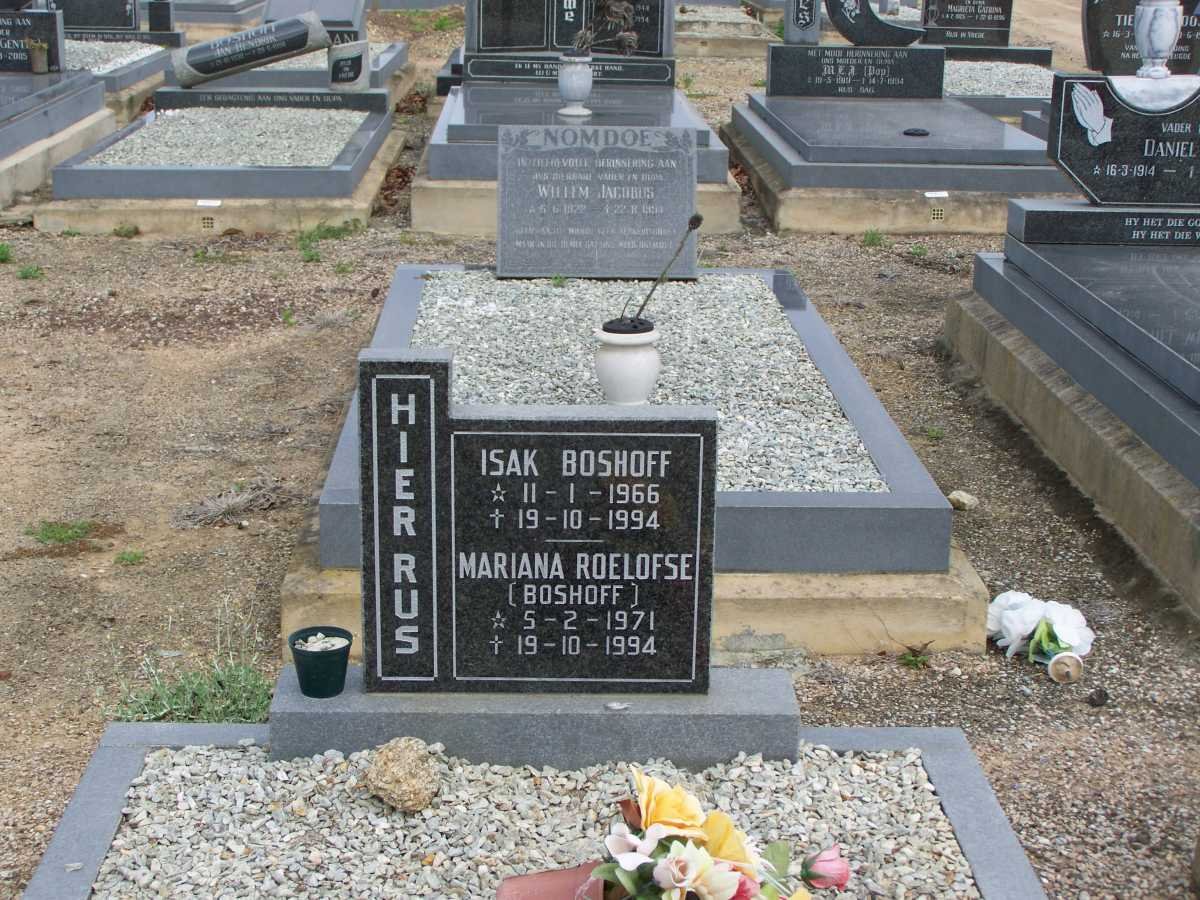 BOSHOFF Isak 1966-1994 &amp; Mariana ROELOFSE 1971-1994
