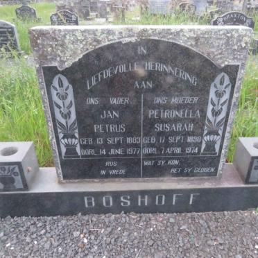 BOSHOFF Jan Petrus 1883-1977 & Petronella Susarah 1890-1974