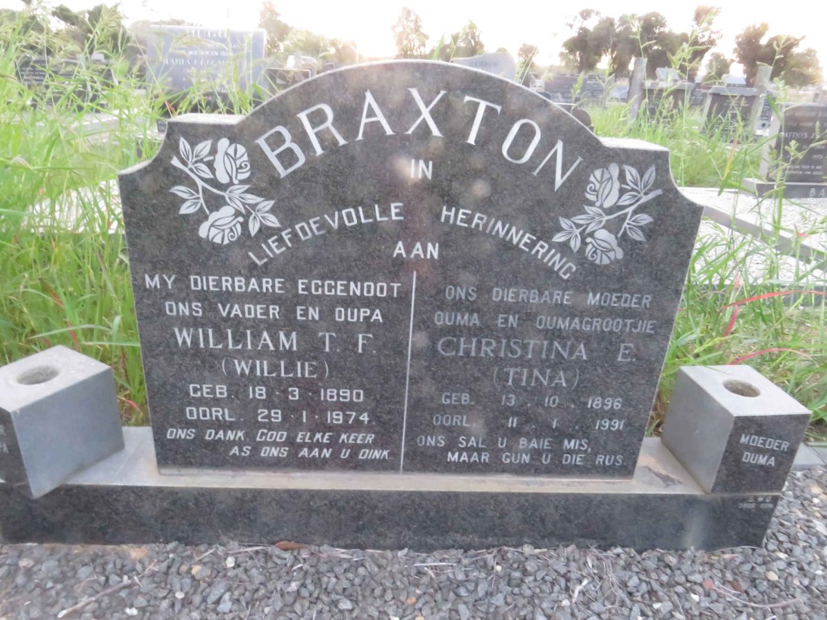 BRAXTON William T.F. 1890-1974 &amp; Christina E. 1896-1991